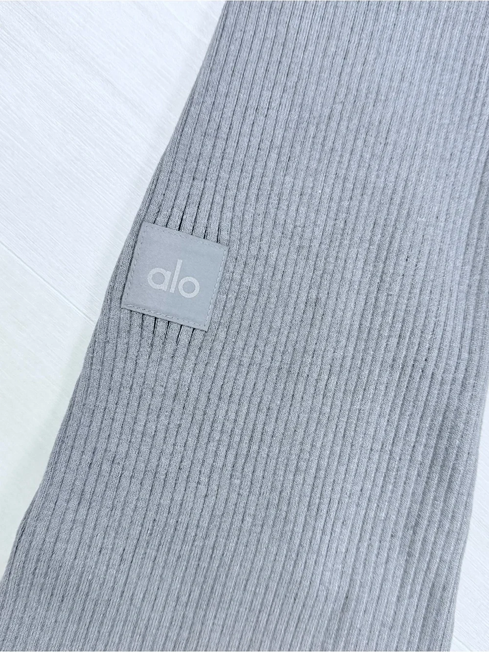 ALO Yoga Ribbed Flare Knit Pants in Slate Gray